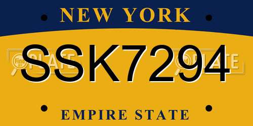 SSK7294 New York License Plate