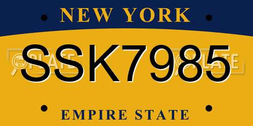 SSK7985 New York License Plate