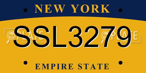 SSL3279 New York License Plate