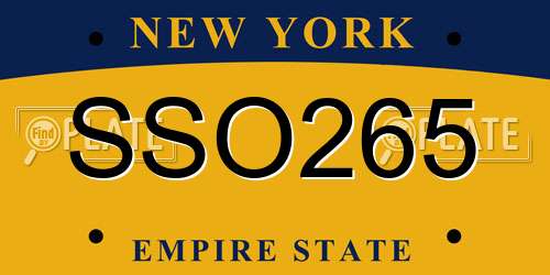 SSO265 New York License Plate