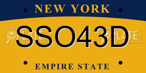 SSO43D New York License Plate