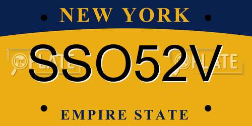 SSO52V New York License Plate
