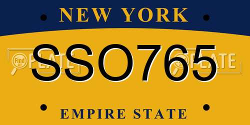 SSO765 New York License Plate