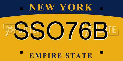 SSO76B New York License Plate