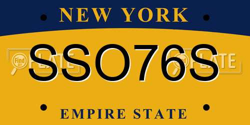 SSO76S New York License Plate