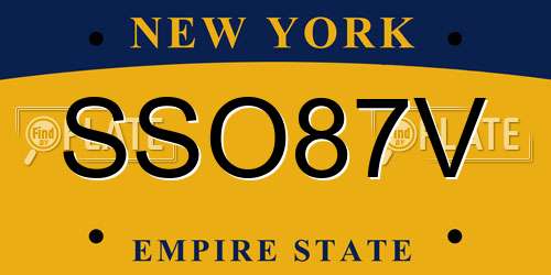 SSO87V New York License Plate