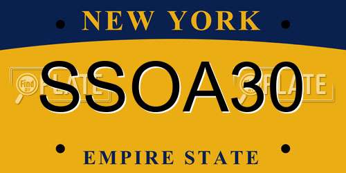SSOA30 New York License Plate