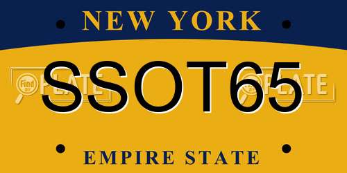 SSOT65 New York License Plate