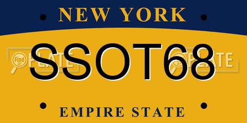 SSOT68 New York License Plate