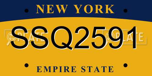 SSQ2591 New York License Plate