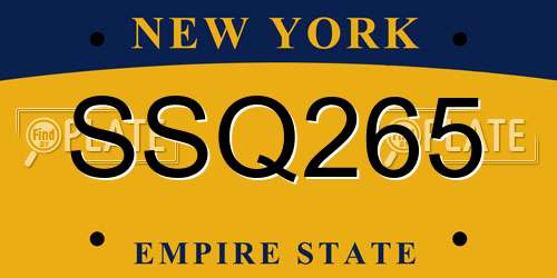 SSQ265 New York License Plate