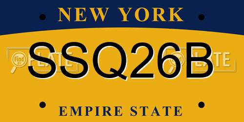 SSQ26B New York License Plate