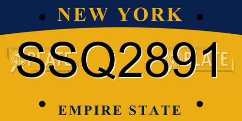 SSQ2891 New York License Plate