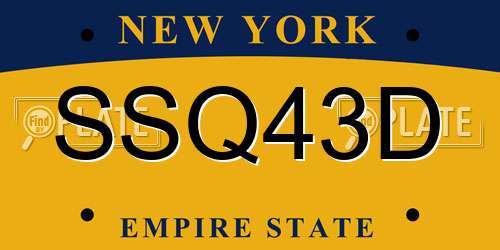SSQ43D New York License Plate