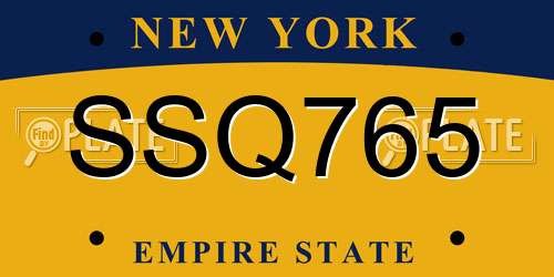 SSQ765 New York License Plate