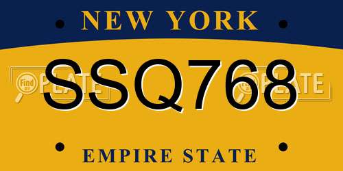 SSQ768 New York License Plate