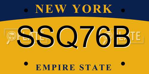 SSQ76B New York License Plate