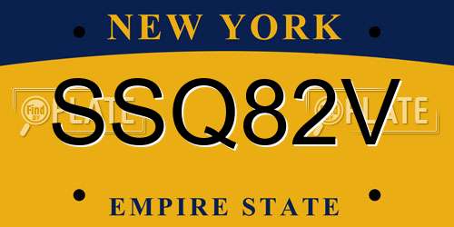 SSQ82V New York License Plate
