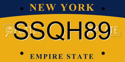 SSQH89 New York License Plate
