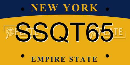 SSQT65 New York License Plate