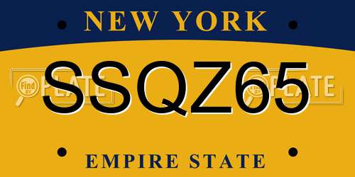 SSQZ65 New York License Plate