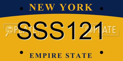 SSS121 New York License Plate
