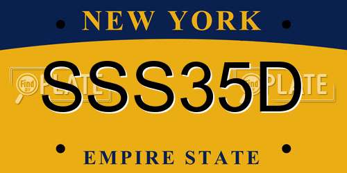 SSS35D New York License Plate