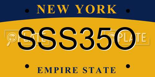 SSS35O New York License Plate