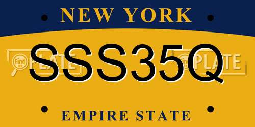 SSS35Q New York License Plate