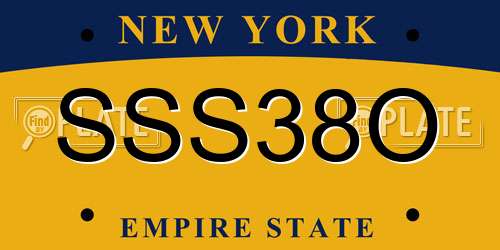 SSS38O New York License Plate