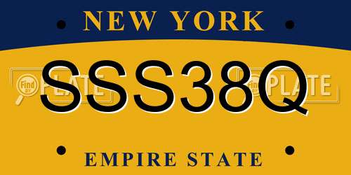 SSS38Q New York License Plate
