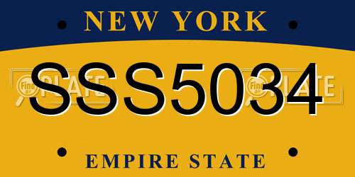 SSS5034 New York License Plate