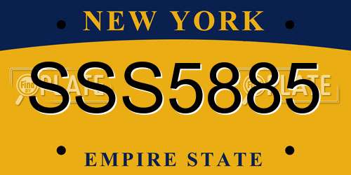 SSS5885 New York License Plate