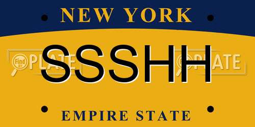 SSSHH New York License Plate