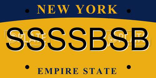 SSSSBSB New York License Plate
