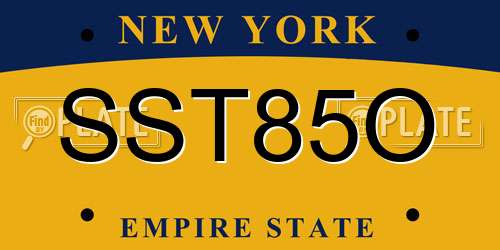 SST85O New York License Plate