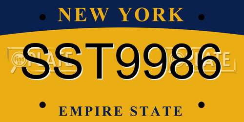 SST9986 New York License Plate