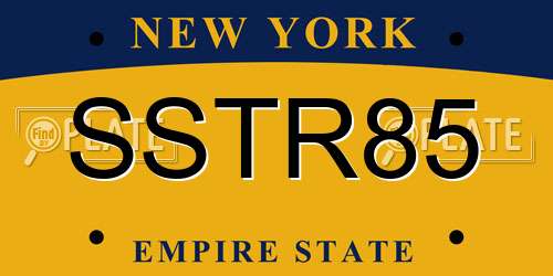 SSTR85 New York License Plate