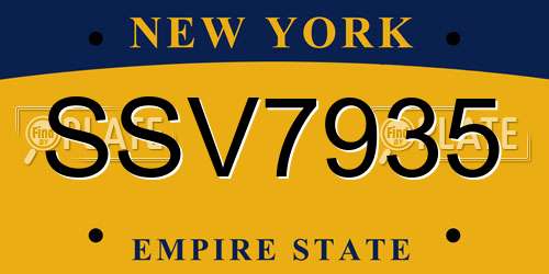 SSV7935 New York License Plate