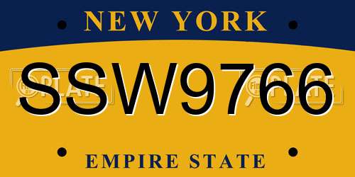SSW9766 New York License Plate