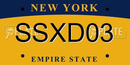 SSXD03 New York License Plate