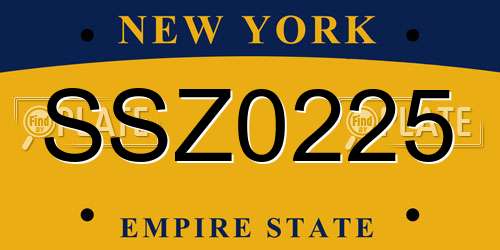 SSZ0225 New York License Plate