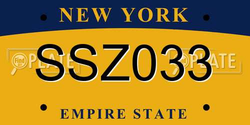 SSZ033 New York License Plate