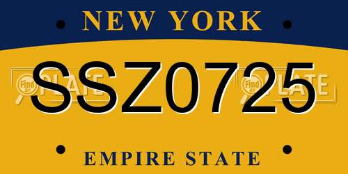 SSZ0725 New York License Plate