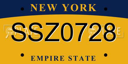 SSZ0728 New York License Plate