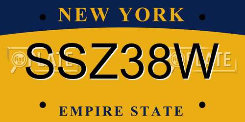 SSZ38W New York License Plate