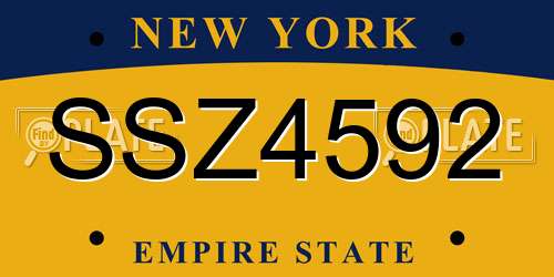SSZ4592 New York License Plate