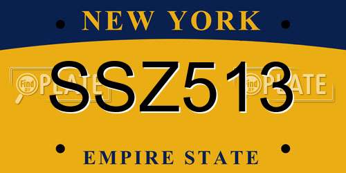 SSZ513 New York License Plate