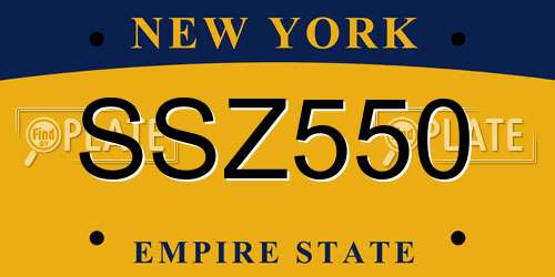 SSZ550 New York License Plate