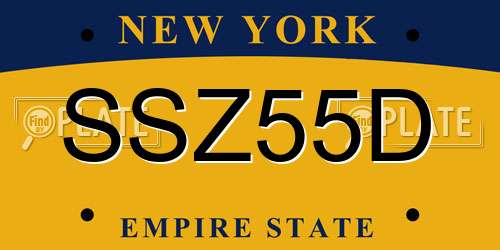 SSZ55D New York License Plate
